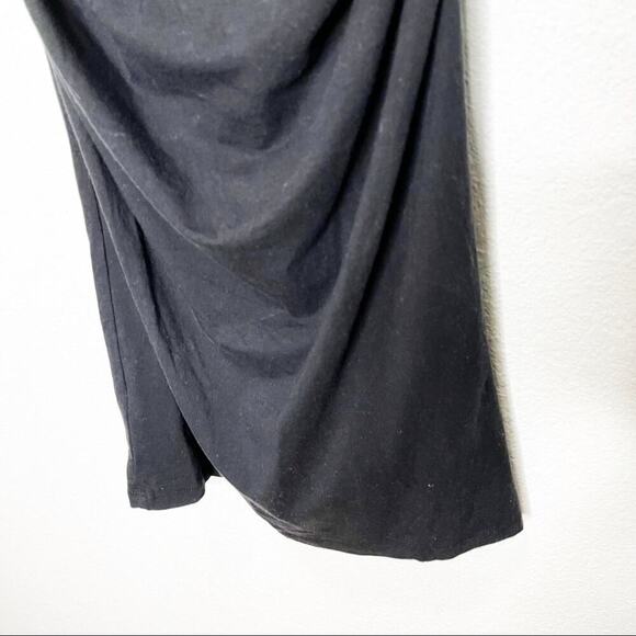 Athleta Comeback Tank Midi Dress Black Ruched Pima Cotton Fitted Minimalist - Picture 7 of 10